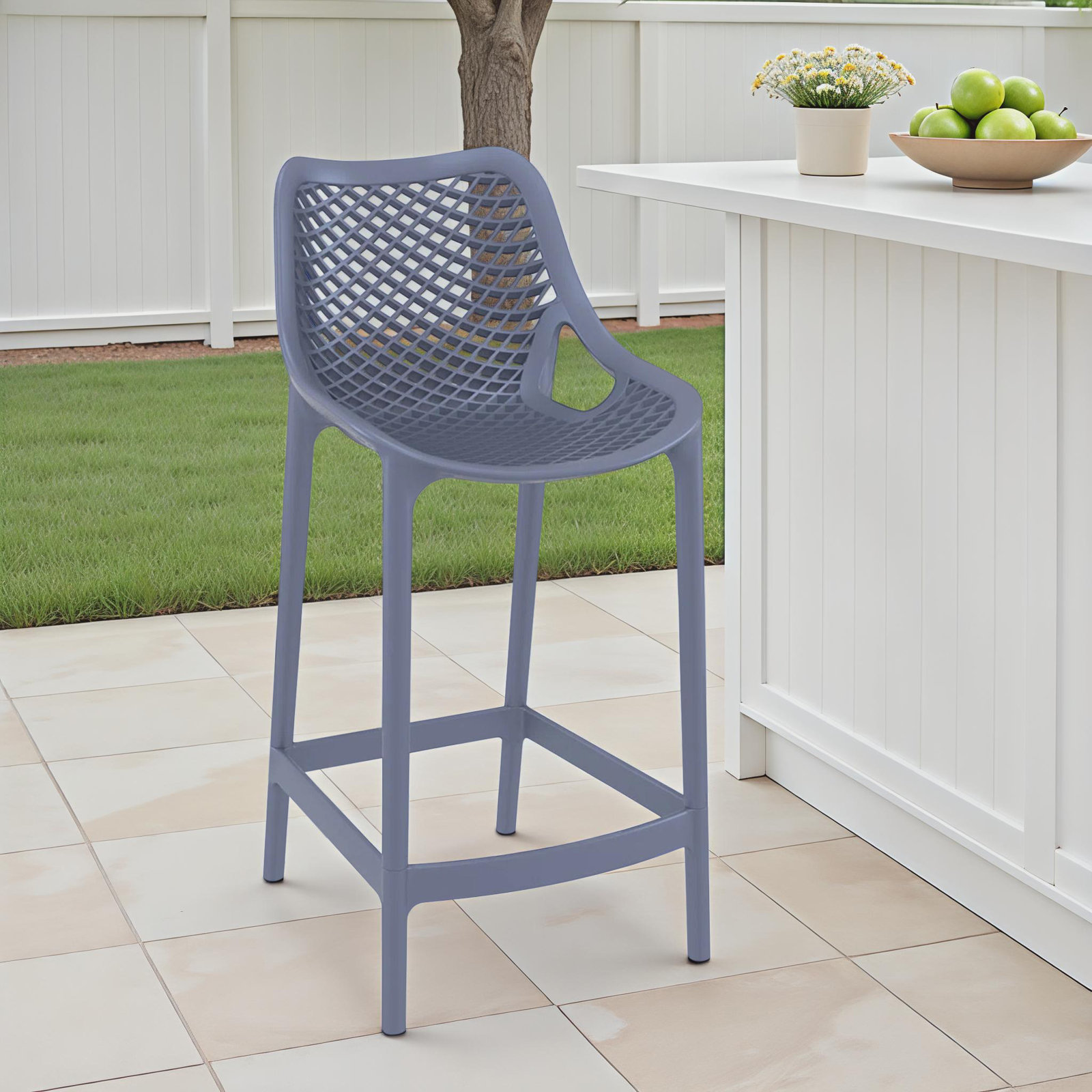 Farrah Patio Bar Stool, Dark Gray, 25.6"