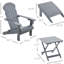 3 chaises pliantes avec table d'appoint. Chaises d'extérieur grises à haut dossier, larges pour la cour, le jardin et le patio