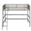 Lit simple en bois massif gris avec plateforme de matelas-1018793574
