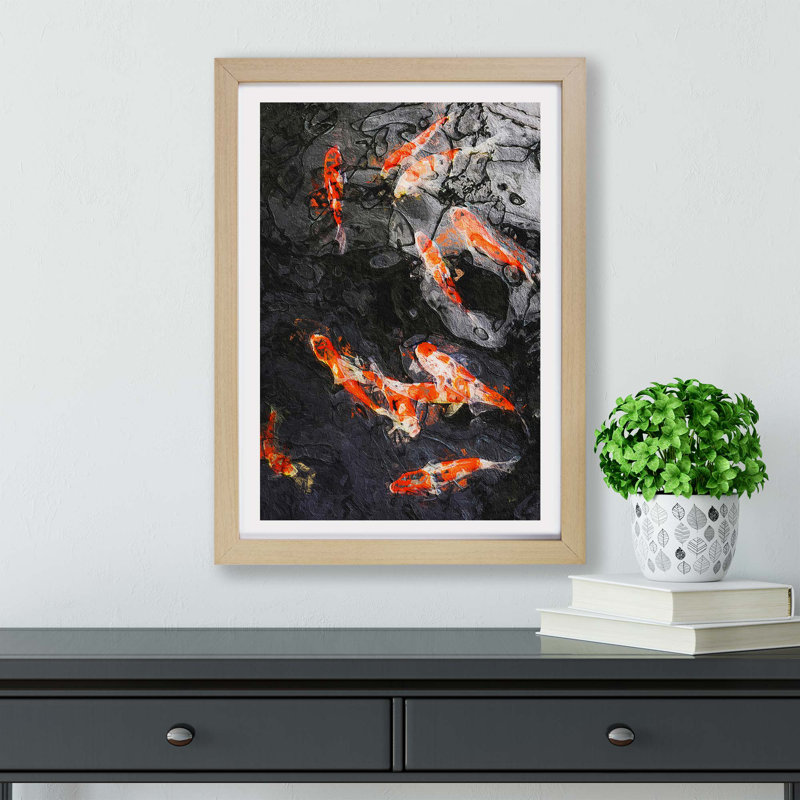 Carp & Koi Fish - Framed Print, Oak, 45cm H x 63cm W x 2cm D