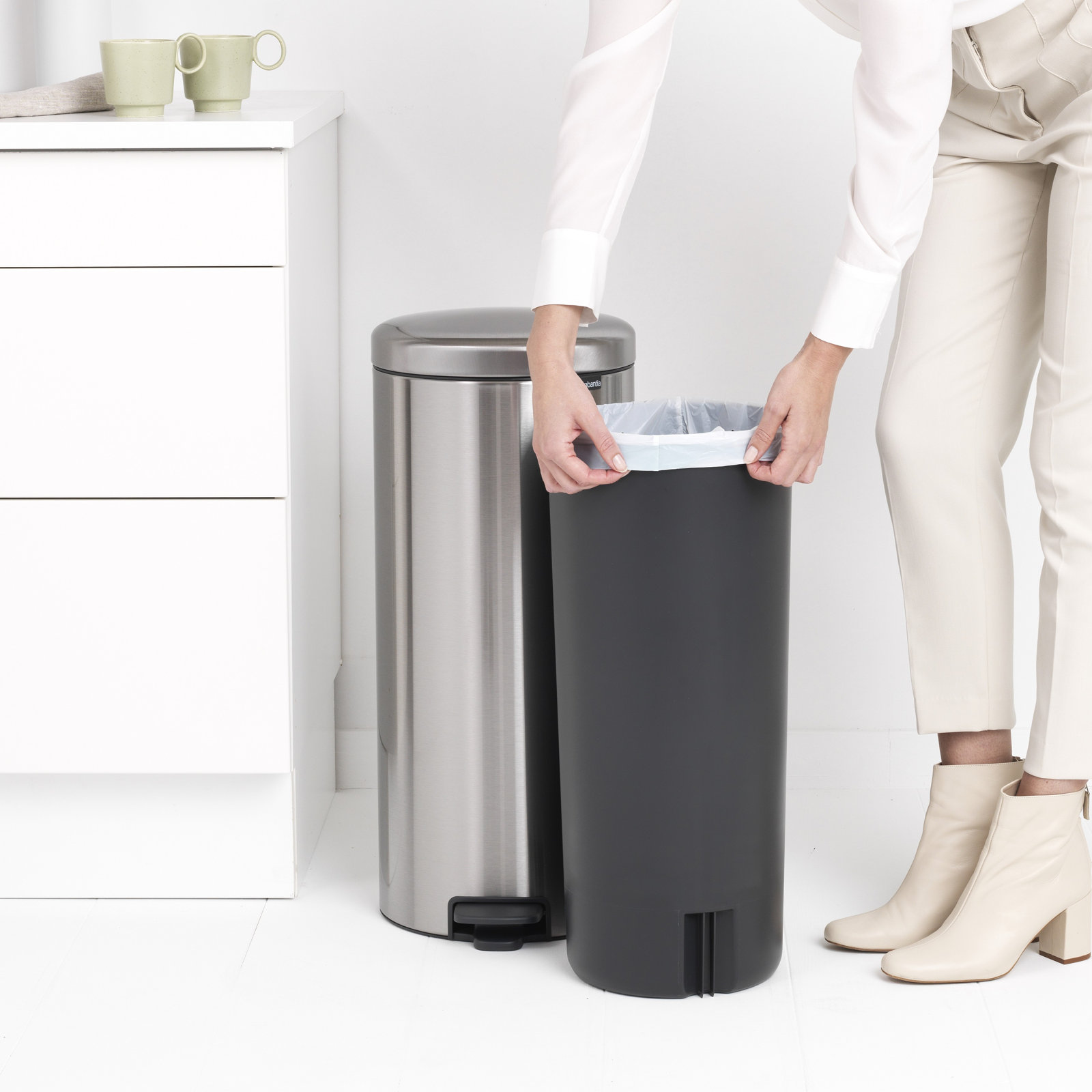 Brabantia Newicon 8gal Step-On Trash Can, Matte Steel Fingerprint Proof
