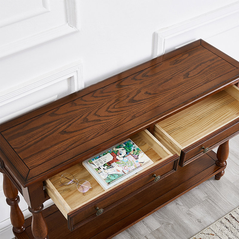 Console ouverte en bois de style américain, H 30,71 po x l 51,18 po x P 15,75 po, Brun