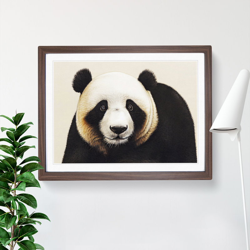 Fine Panda - Single Picture Frame Print, 46cm H x 64cm W x 2cm D, Walnut Framed