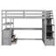 Lit mezzanine simple en pin avec rangement, finition grise moderne