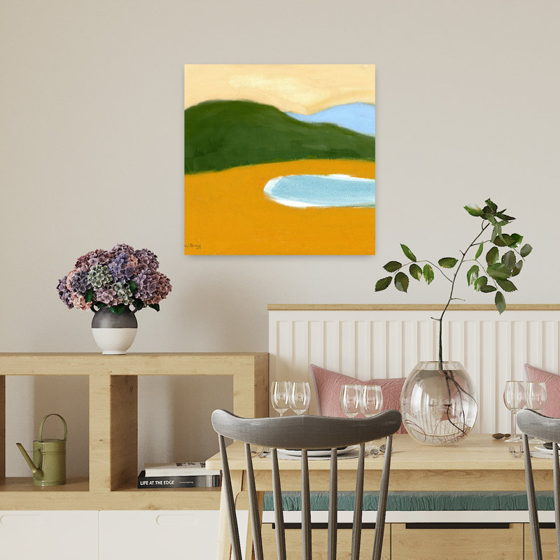 Contemporary Art Abstract Colorful Contemporary Beach Landscape Wall Art, H 18 po x l 18 po