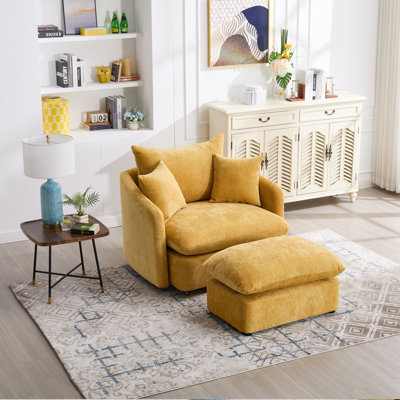 Chaise pivotante en chenille de 46,1 po à 46 degrés avec repose-pieds et canapé moelleux