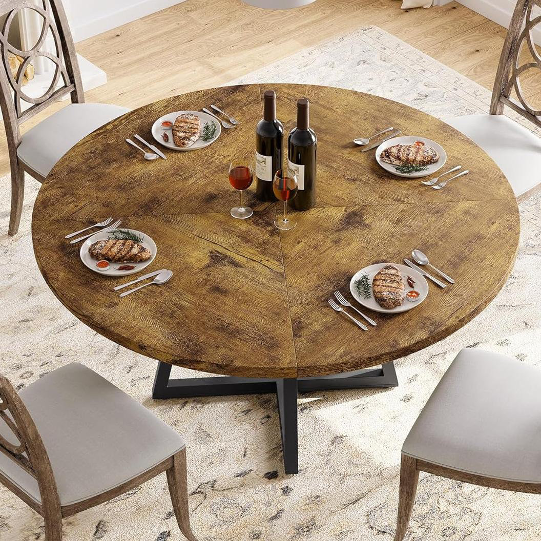 17 Stories Mirador 47 Inch Round Dining Table, Wooden Dinner Table for ...