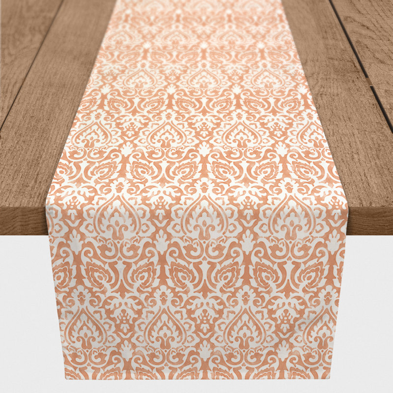 Chemin de table rectangulaire en polyester damassé Gerstner, 72 po x 16 po
