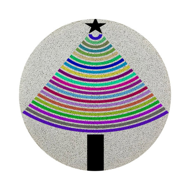 Christmas Tree Brights Vegan Leather Round Beaded Placemat