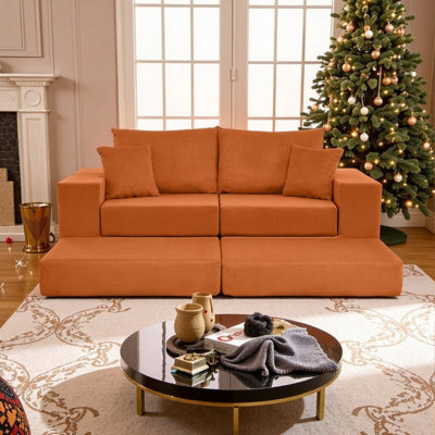 Modular L-Shaped Sectional Sofa With Ottoman 86 L X 60 W Deep Seat Sleeper Couch For Living Room Small Space