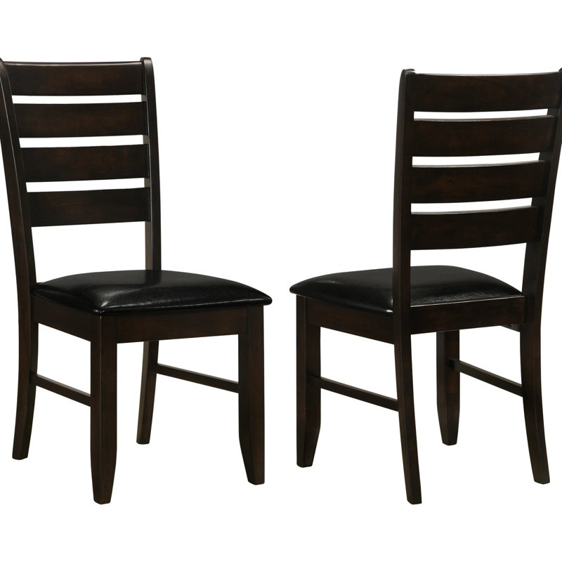 2 chaises d'appoint en cappuccino 2 pièces - siège rembourré noir, style salle à manger rembourré, dossier