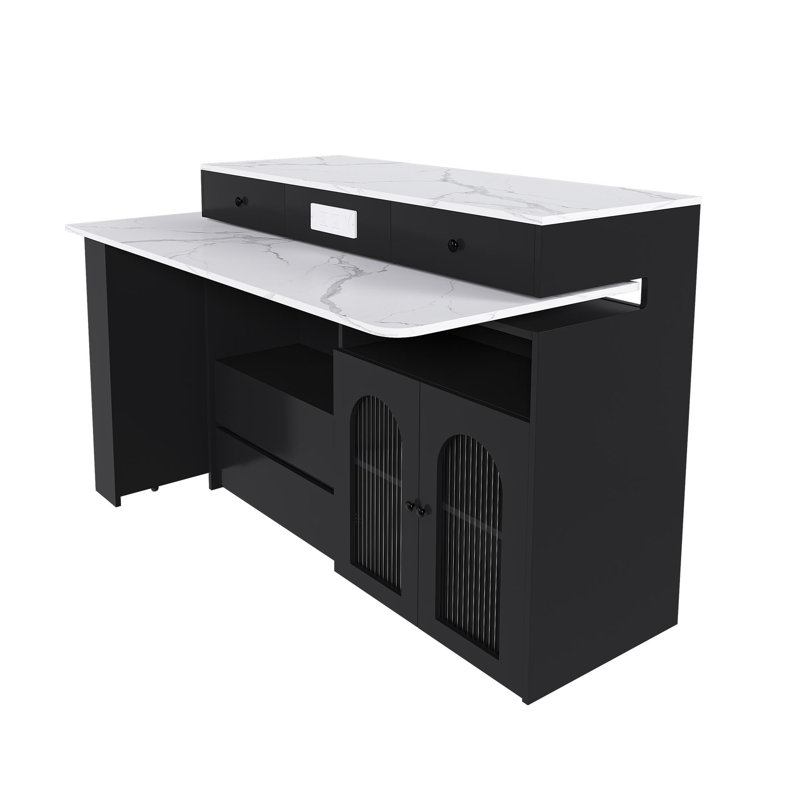 Ensemble d'îlot de cuisine 53,14 po, Noir / blanc