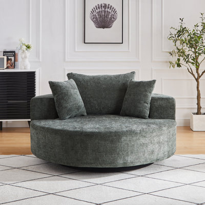 Chenille Foam Single Swivel Chair, 360 Degree Swivel Chair for Living Room, Bedroom, Lounge and Projection Room
