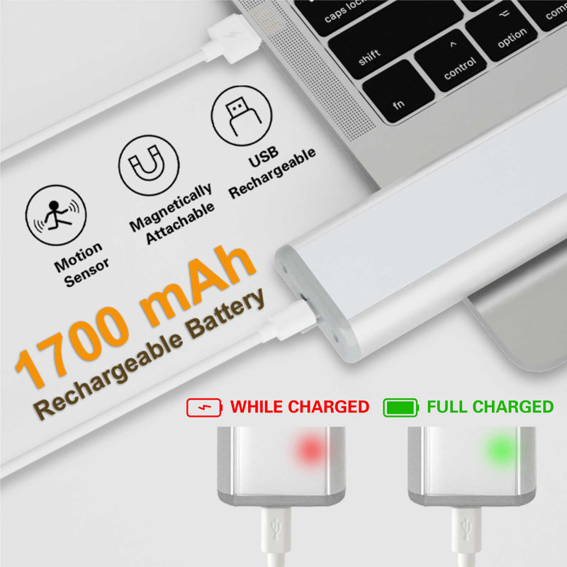 11.81Inch Wireless Vanity Lighting, 18LED Rechargeable Motion Sensor Closet Light
