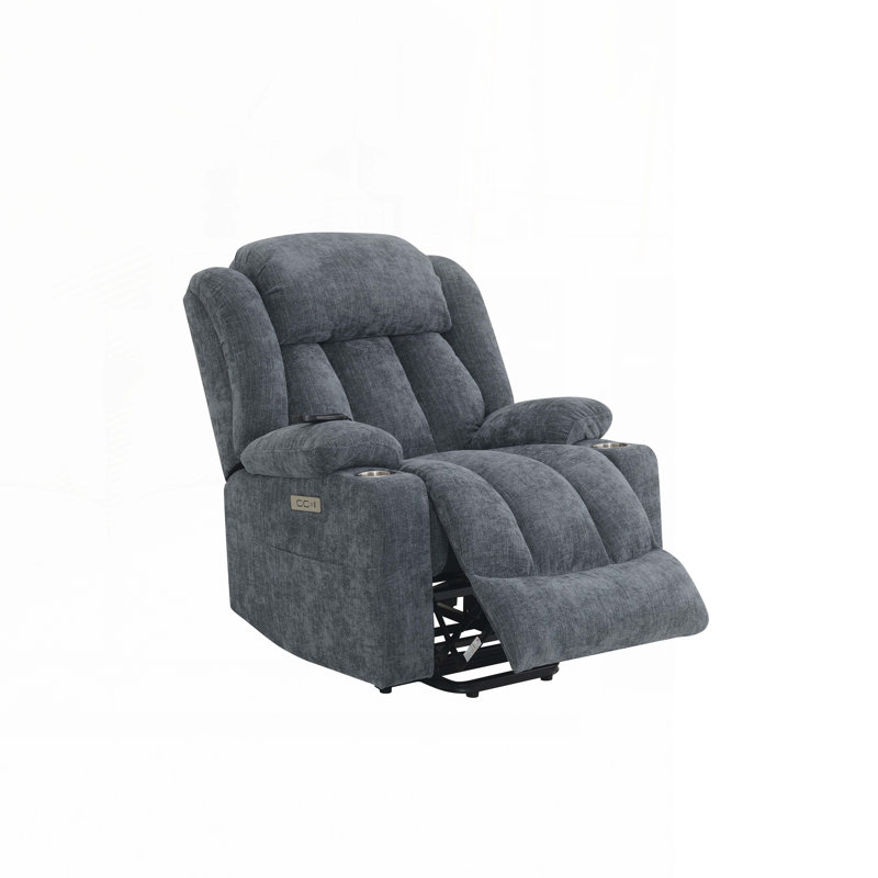 Omarion Upholstered Power Recliner, Blue