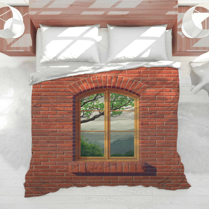 Red Brick Wall Window Comforter, Twin Extra Long