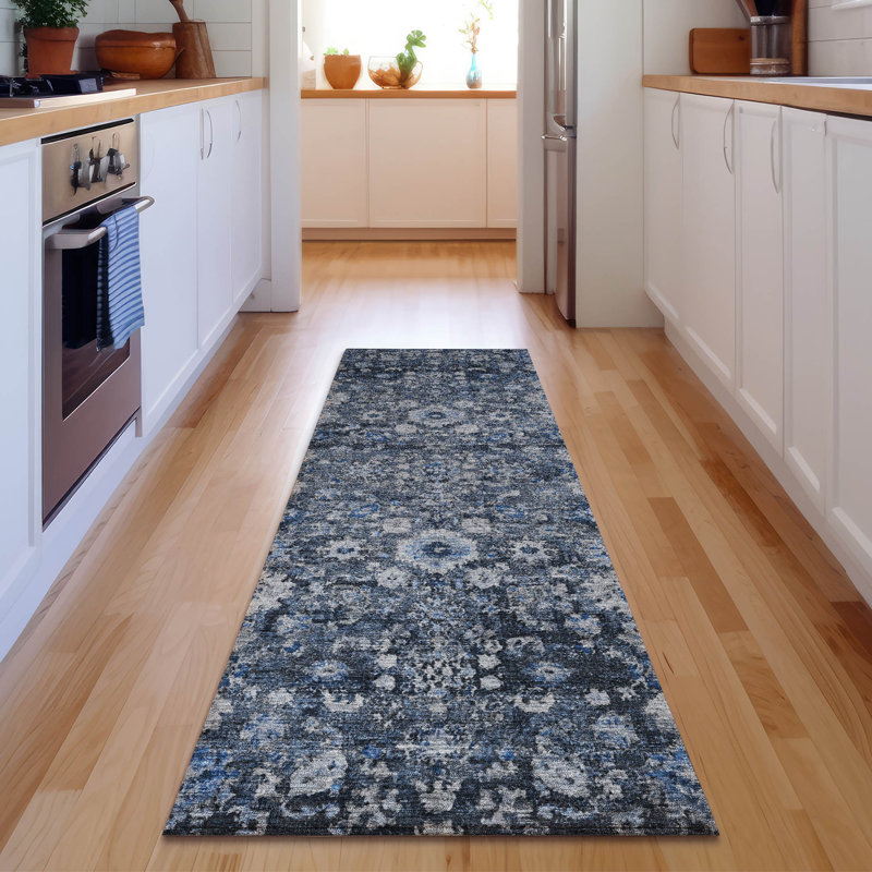 Premium Machine Washable Cerrito Blue Rug, Runner 2'3" x 7'6"