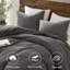 Ensemble de literie en coton de qualité supérieure 3 pièces, motif gaufré gris anthracite, confort toutes saisons pour la maison
