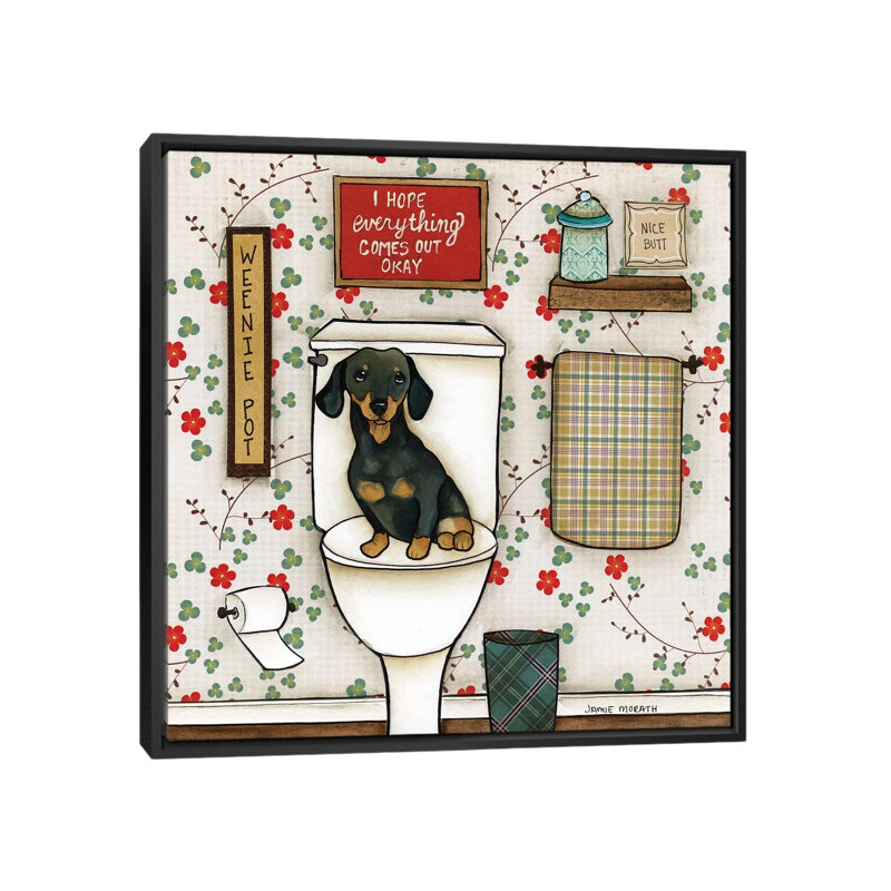 « Weenie pot » par Jamie Morath-impression, H 26 po x l 26 po x P 1,5 po, Toile avec cadre noir, Pas de tapis