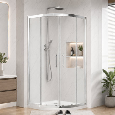 Enceinte de douche coulissante 36 "x 36" semi-sans cadre en chrome