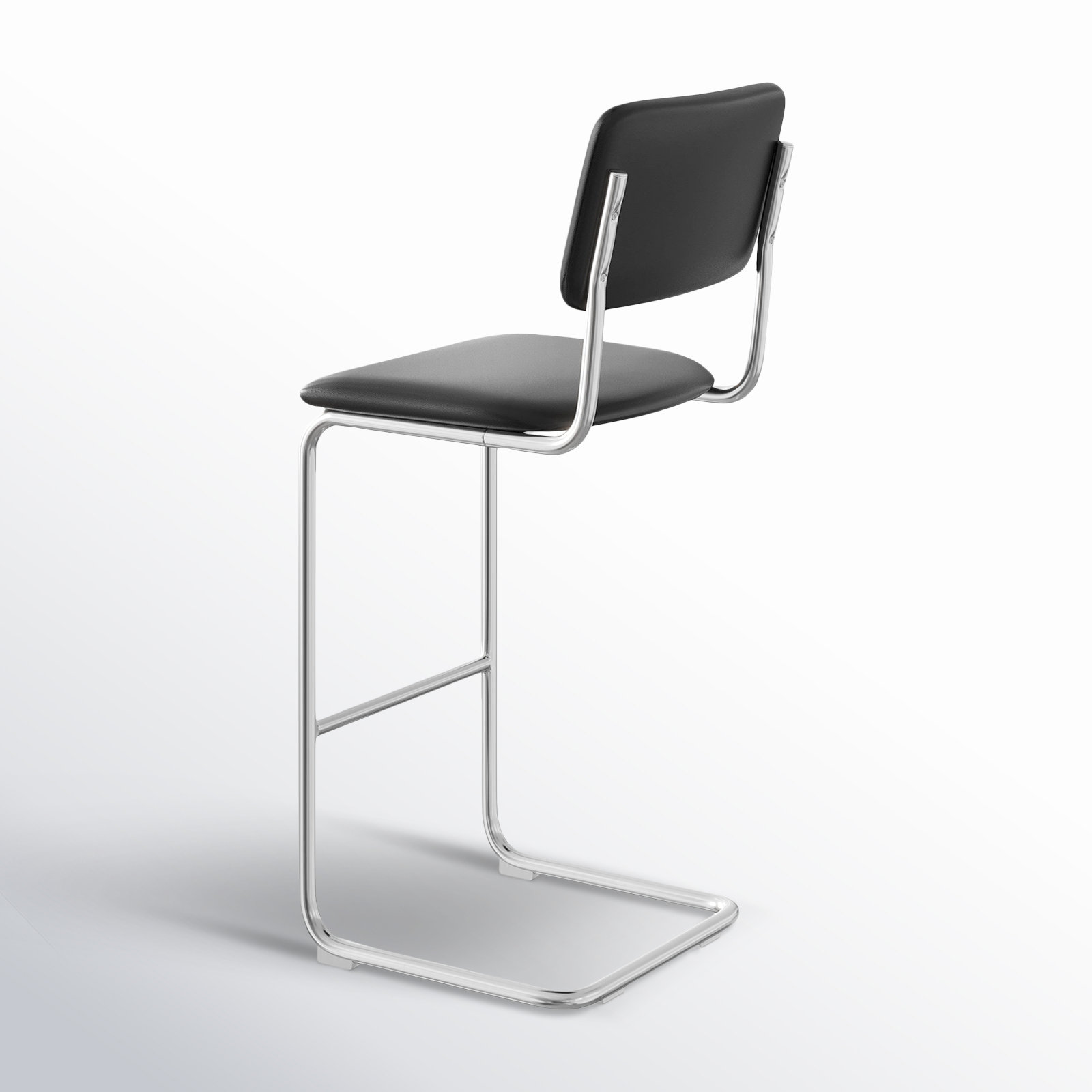 Walsh Vegan Leather Bar & Counter Stool, Bar Stool (30" Seat Height), Midnight Black Vegan Leather