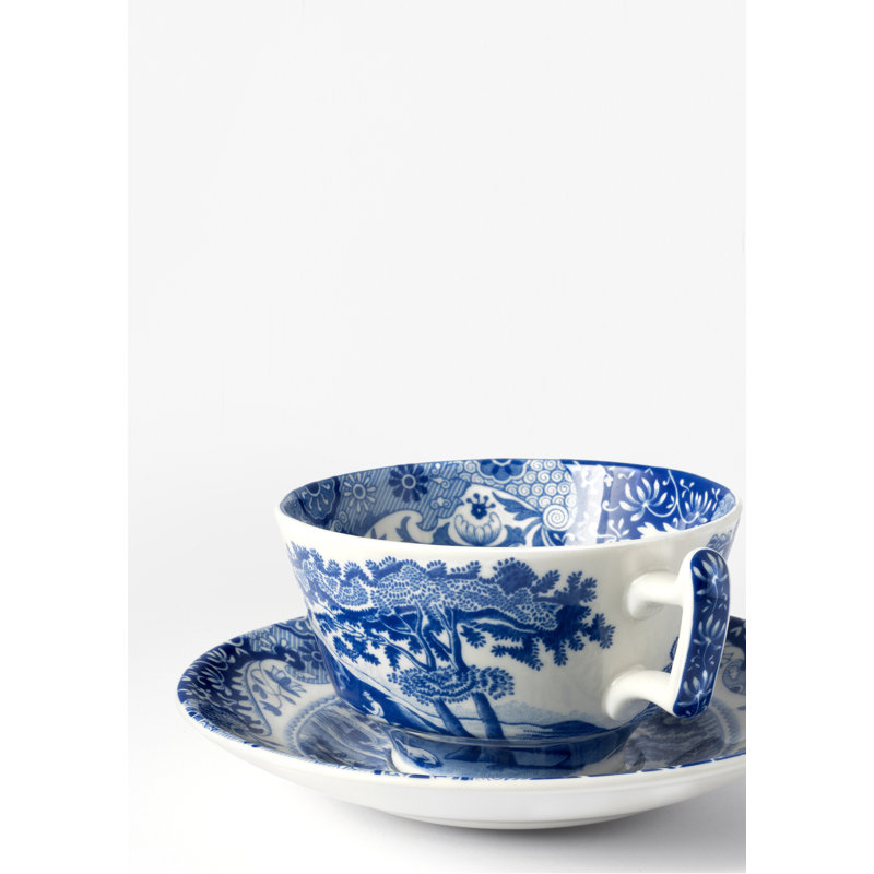 Spode Blue Italian Jumbo Cup & Saucer 20 Oz