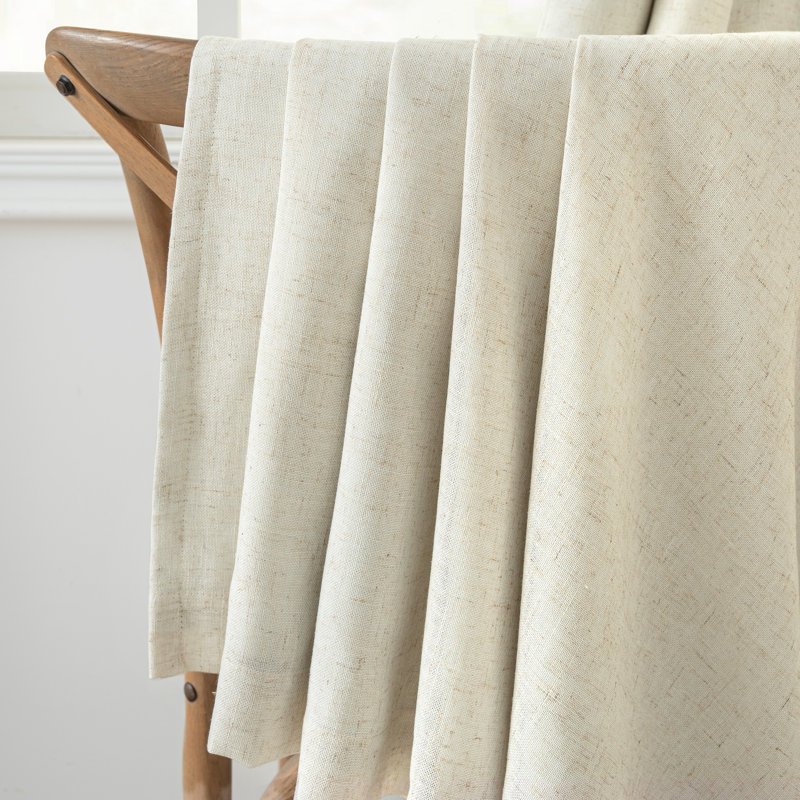 Pinch Pleat 100% Blackout Natural Linen Curtains 2 Layers Farmhouse Thermal Insulated 2 Panels, 40" W x 108" L