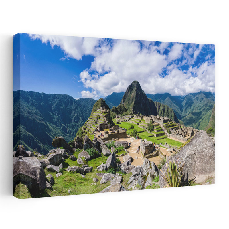 Citadelle dans les montagnes, Machu Pichu, Huayna Picchu, Pérou, art abstrait contemporain, paysage, art mural