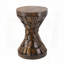 Table de sablier brun en bois de paulownia avec motif en mosaïque texturée - 11,8 po x 11,8 po x 18,1 po