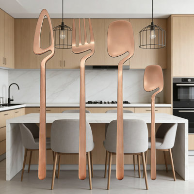Ensemble de couverts 32 pièces en acier inoxydable 32 pièces pour 8, 304 pièces en or rose avec design à suspendre pour la cuisine et le restaurant