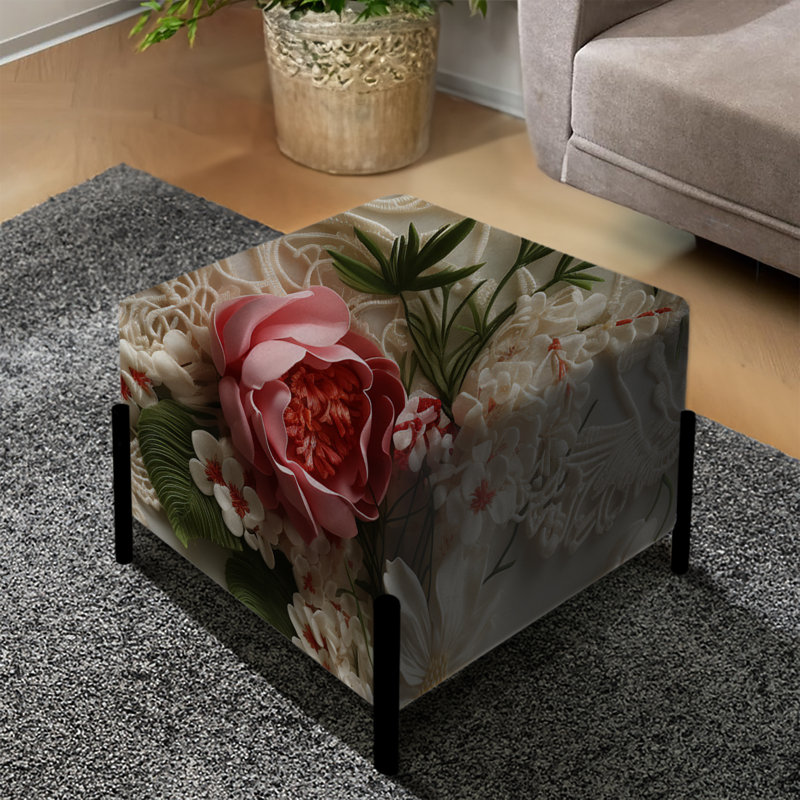 Voile en dentelle floral Timeless - repose-pieds carré floral