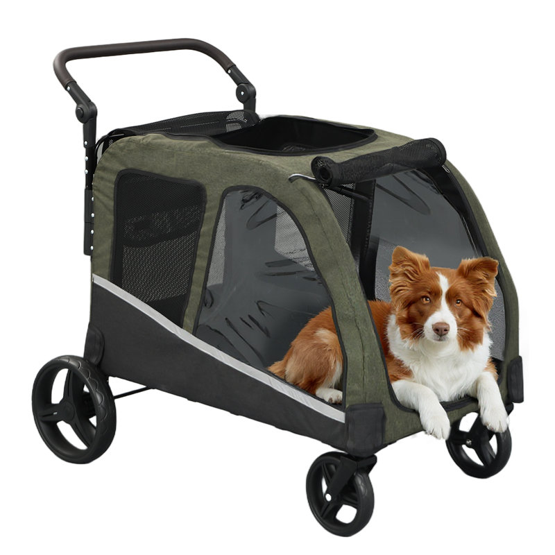 Stroller for Large Dogs, Extra Large Pet Stroller for Medium 2 Dogs, Dog Wagon, Dog Carriage, Foldable Design, Adjustable Handle, Blue