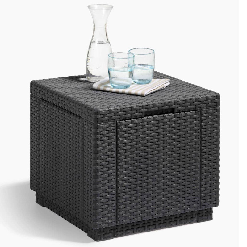 Allibert 42cm Wide Square Solid Colour Ottoman with Storage, Graphite
