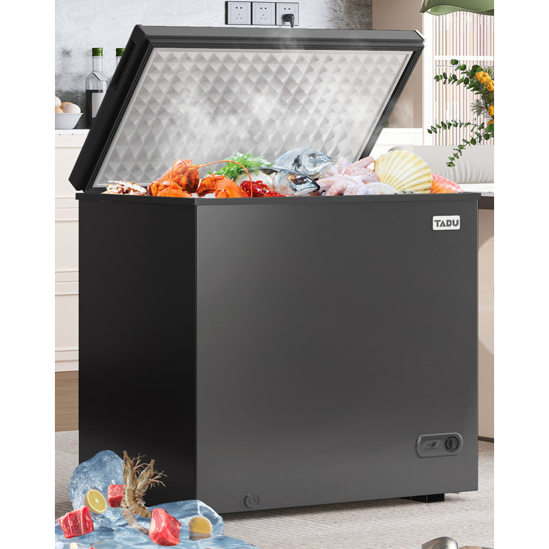 10.0 Cu Ft Freestanding Chest Freezer with 7 Level Adjustable Thermostat, Top-opening Deep Freezer with Removable Storage Basket, Black