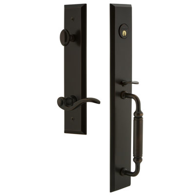 Fifth Avenue One-Piece Handleset with Single Cylinder Deadbolt and C Grip with Bellagio Lever