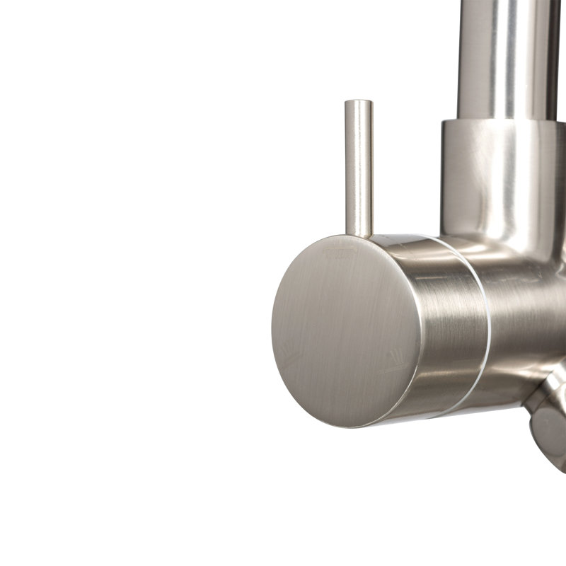 Système de douche à jet de pluie 8 po avec bras pivotant à 3 jets et douche à main multifonction Lanai, Nickel brossé