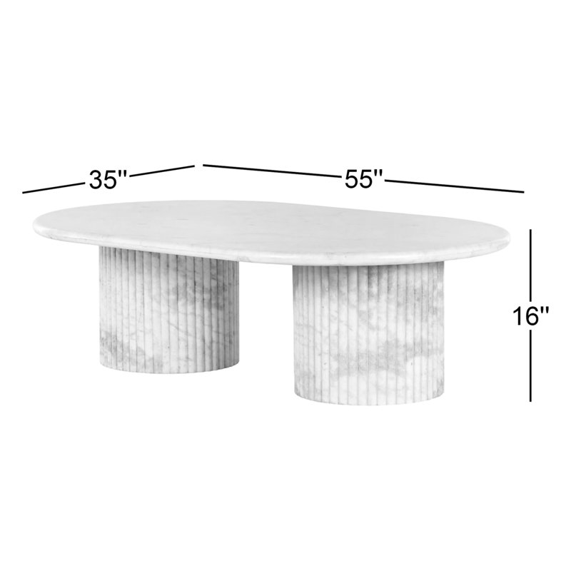 Oranda Marble Coffee Table, Black Scalloped