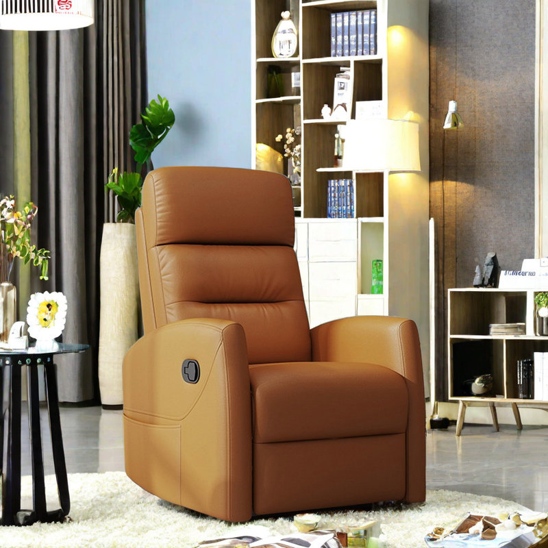 Fauteuil inclinable pivotant en similicuir Nkauj, Orange