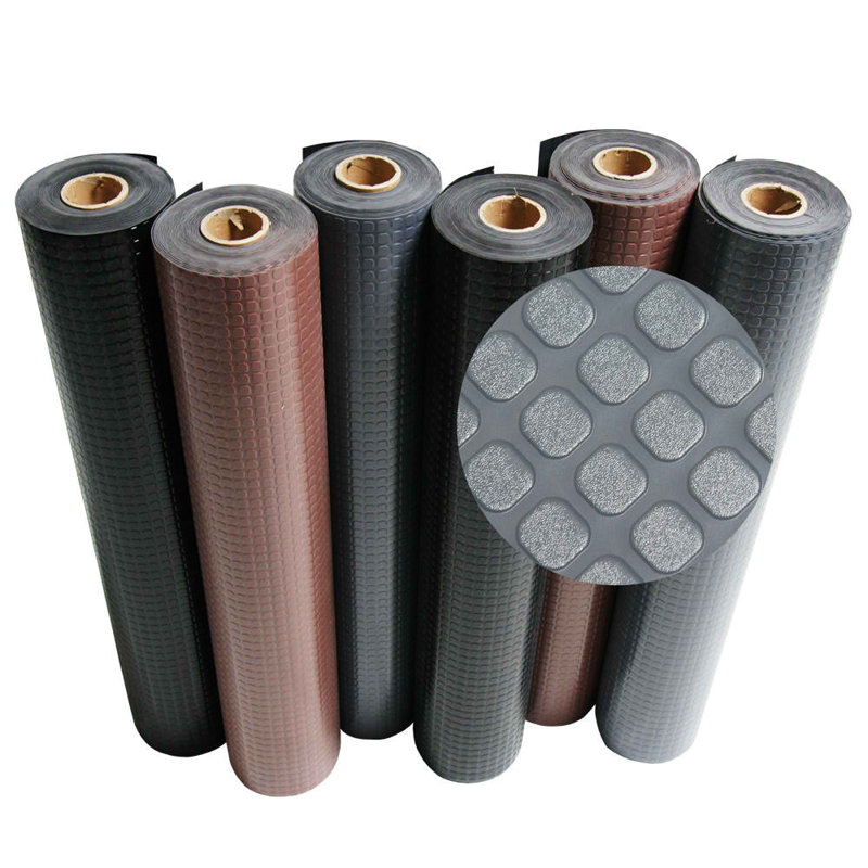 Block-Grip Black PVC Raised Quadrilateral Garage Flooring Roll