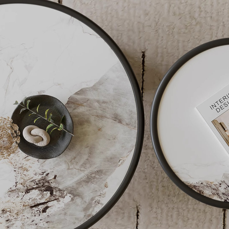 Simple rock plate round coffee table
