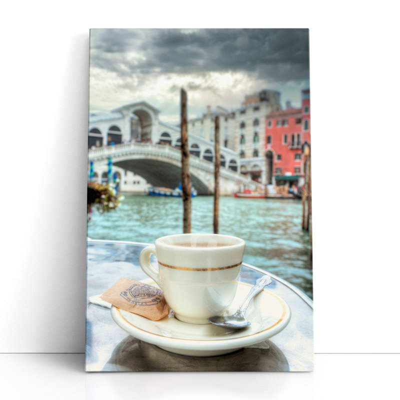 Caffe Rialto Bridge 1 - reproduction d'art sur toile, H 60 po x l 40 po