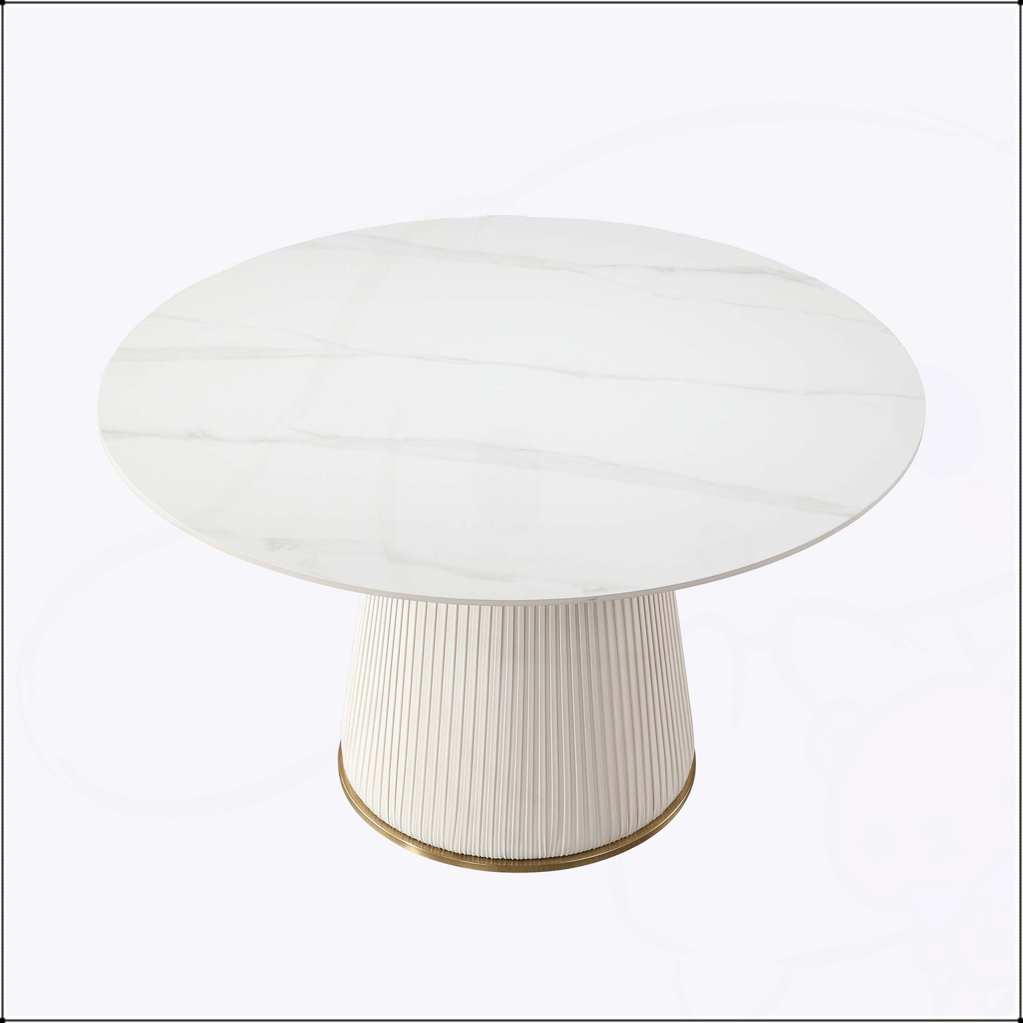 Mercer41 53 Inch Round Sintered Stone Carrara White Dining Table, Stain ...