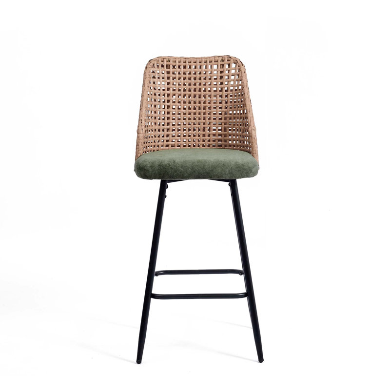 Upholstered Chenille Bar Stool, Green
