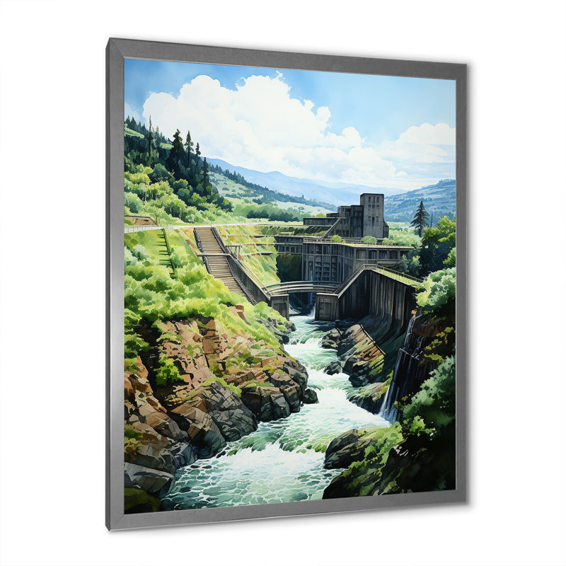 Dam Dampress Heights Pointillism II - Dams Wall Decor, H 32 po x l 16 po x P 1 po, Cadre photo argenté