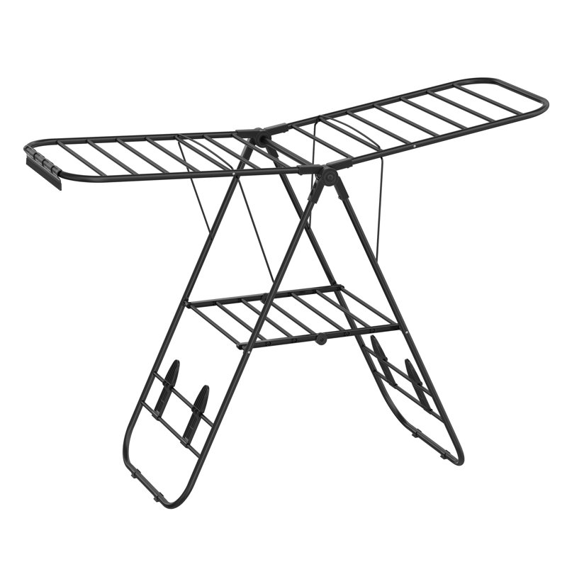 Steel Foldable Gullwing Drying Rack, Black, 147cm W x 51cm D
