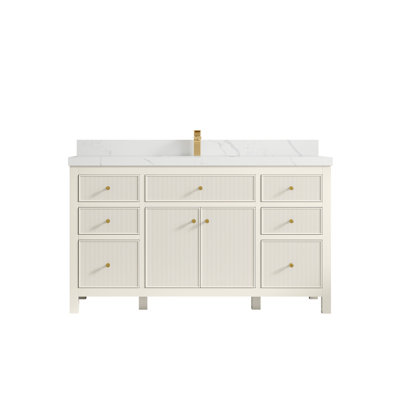 Sonoma 60 In. W X 22 In. D Single Sink Bathroom Vanity In Alabaster With 2 In. Quartz