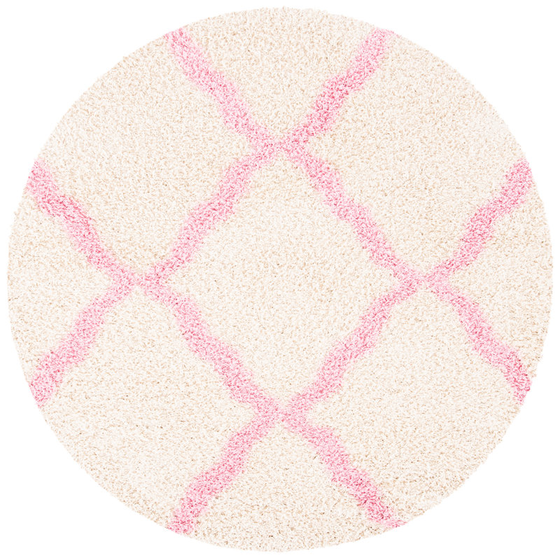 Tapis à poils longs Alonnah, Rond 6 pi, Rose