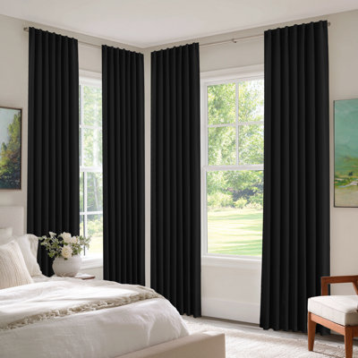 52" x 84" Black Premium Blackout Thermal Insulated & Noise Reducing Window Curtain Panel Pair, Set of 2