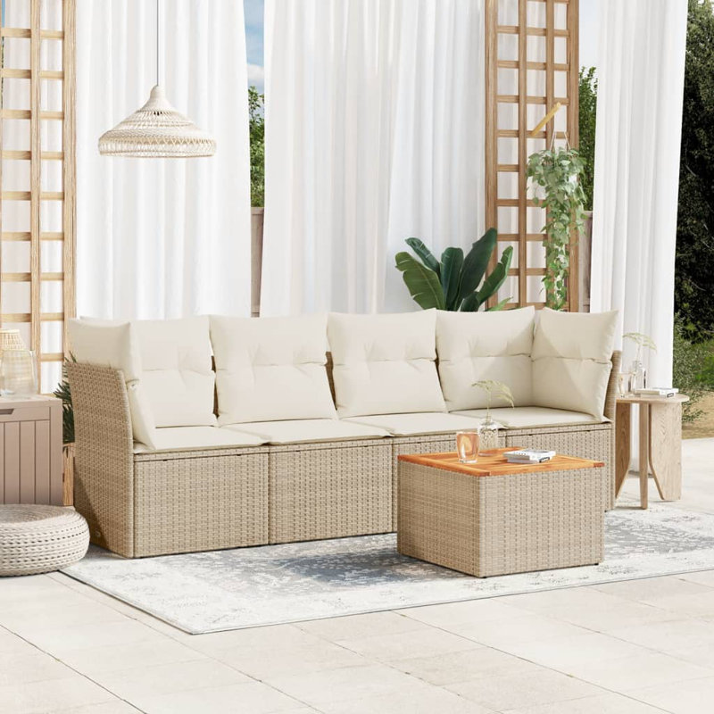 Ensemble de canapé de jardin Vidaxl beige, blanc crème et brun