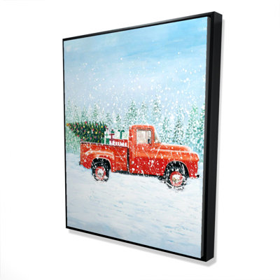 Christmas Tree Truck Print On Canvas